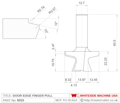 Whiteside 6015 Contemporary Door and Drawer Edge Finger Pull Router Bit