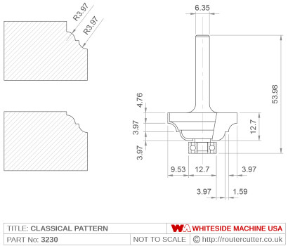 Whiteside 3230 Classical Pattern Router Bit