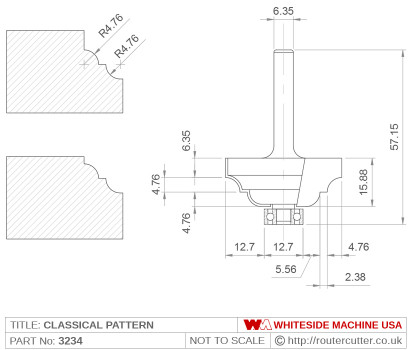 Whiteside 3234 Classical Pattern Router Bit