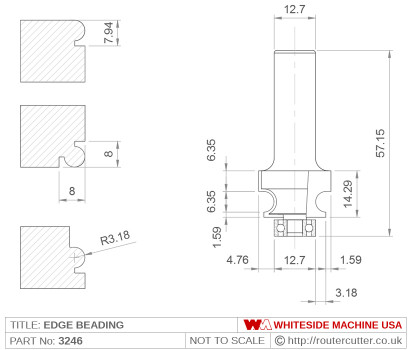 Whiteside 3246 Edge Beading Router Bit