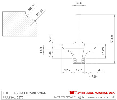 Whiteside 3270 French Traditional Router Bit