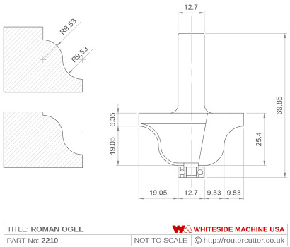 Whiteside 2210 Roman Ogee Router Bit