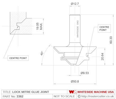 Whiteside 3362 Lock Mitre Glue Joint Router Bit