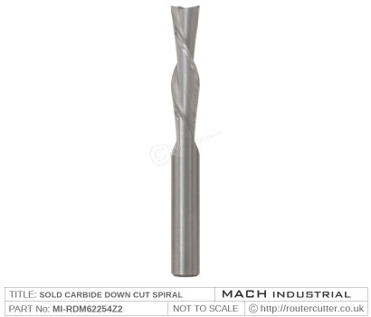Mach Industrial MI-RDM62254Z2 Down Cut 2 Flute Spiral Router bit
