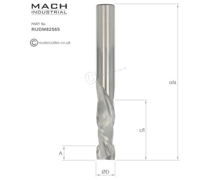 8mm Mach Industrial MI-RUDM82565 Solid carbide spiral 2+2 compression router bit.
