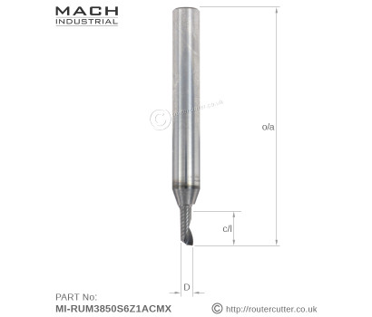 Mach Industrial MI-RUM3850Z1ACMX Spiral Up Cut 1 Flute with DCL Coating