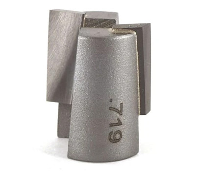 2 Flute carbide tipped Whiteside 13-719 screw type helix mortise router cutter with downshear screws onto either the HMA-1/4 or HMA-1/2 arbor. Helix mortise for pocketing; shallow hinge mortising, dado and tenons. 13-719 For CED of 18.26mm