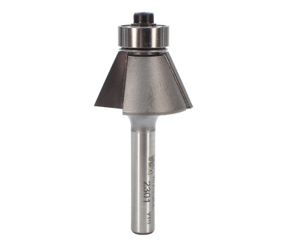 2 Flute tungsten carbide tipped Whiteside 2301 edge bevel router bit with 25 degree cut angle. Whiteside 2301 is ball bearing guided and designed for trimming and edge bevel profiling.