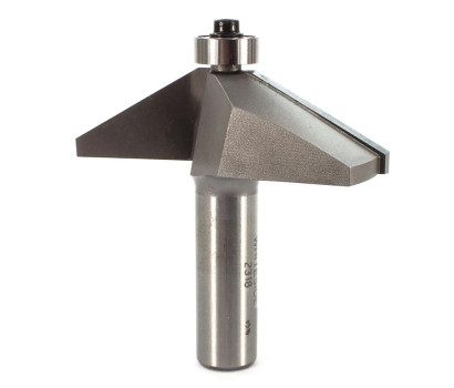 2 Flute tungsten carbide tipped Whiteside 2318 edge bevel router bit with 60 degree cut angle. Whiteside 2318 is ball bearing guided and designed for beveled edge profiling.