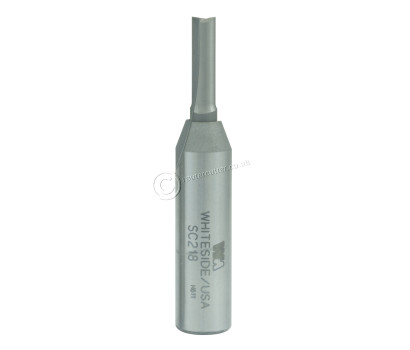 2 Flute solid carbide Whiteside SC218 straight cut router bit for undersized plywood dado. The advantage of solid carbide straight cut router bits is the plunging ability of the end mill. 1/2