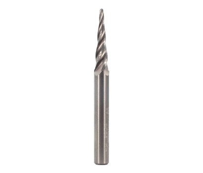 11 Degree 4 flute tapered spiral router bit or commonly referred to as ball conical spirals. Whiteside SC64 conical ball nose spiral router bit for 2D 3D CNC carving and modelling. Tapered ball nose spiral CNC bits for quality surface finish.