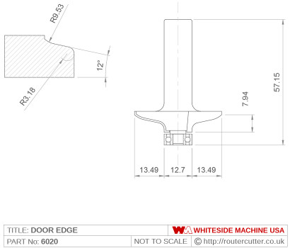 Whiteside 6020 Door Edge Profile Router Bits