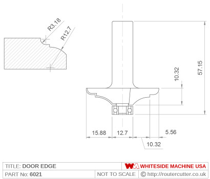Whiteside 6021 Door Edge Profile Router Bits
