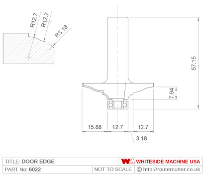 Whiteside 6022 Door Edge Profile Router Bits