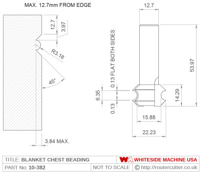 Whiteside 10-382 Blanket Chest Beading Router Bit and 