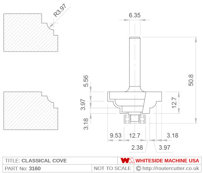 Whiteside 3160 Classical Cove Router Bit
