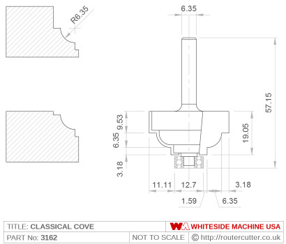 Whiteside 3162 Classical Cove Router Bit