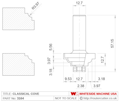 Whiteside 3164 Classical Cove Router Bit