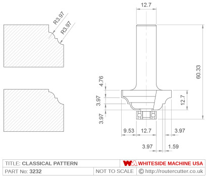 Whiteside 3232 Classical Pattern Router Bit