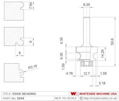 Whiteside 3244 Edge Beading Router Bit