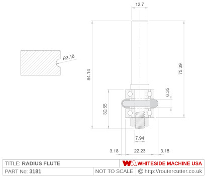 Whiteside 3181 Radius Flute Router Bit