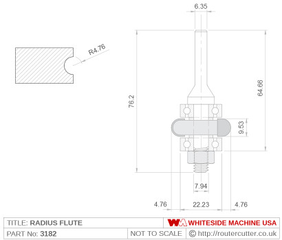 Whiteside 3182 Radius Flute Router Bit