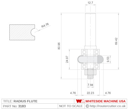 Whiteside 3183 Radius Flute Router Bit