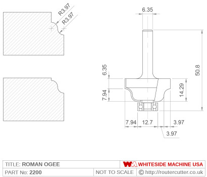 Whiteside 2200 Roman Ogee Router Bit
