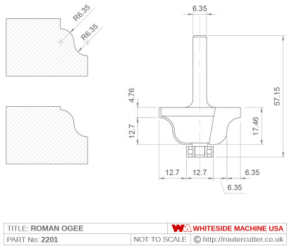 Whiteside 2201 Roman Ogee Router Bit