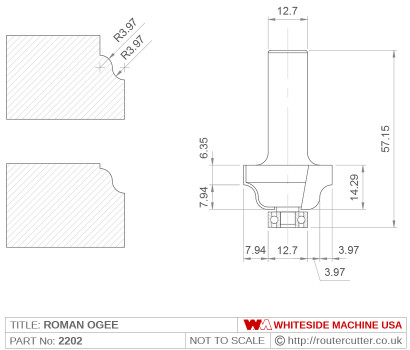 Whiteside 2202 Roman Ogee Router Bit