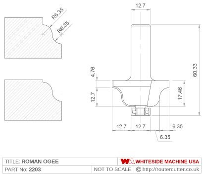 Whiteside 2203 Roman Ogee Router Bit