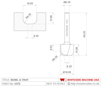 Whiteside 1372 Bowl & Tray Router Bit