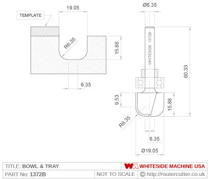 Whiteside 1372B Bowl & Tray Router Bit