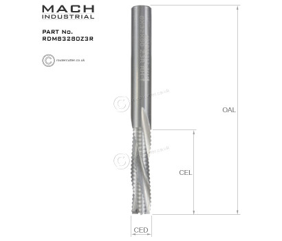Mach Industrial MI-RDM83280Z3R tungsten carbide down cut 3 flute spiral router bit