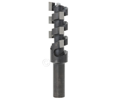 Mach Industrial Multi-Cut Spiral Router Bit for CNC edging operations. Roughing cuts in softwoods, hardwoods and plywood. Multi-cut spirals for low noise generation, low energy requirement and higher feed rates. For a 3+1 flute arrangement.