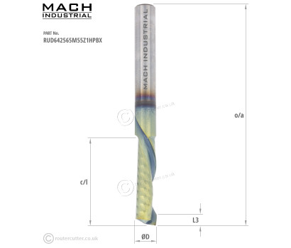 Mach Industrial MI-RUD642565M55Z1HPBX Nano Coated Compression Spiral 1+1 Harder Carbide