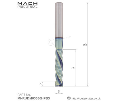 Mach Industrial MI-RUDM83580HPBX Nano Coated 2+2 Compression Spiral Router Bit