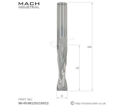 Mach Industrial MI-RUM1252100Z2 solid tungsten carbide up cut 2 flute spiral router bit