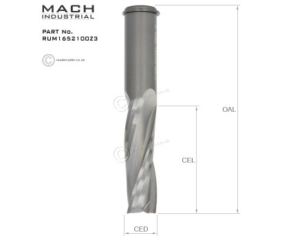 Mach Industrial MI-RUM1652100Z3 tungsten carbide up cut 3 flute spiral router bit