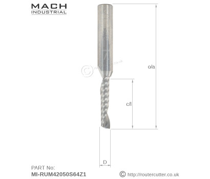 Mach Industrial MI-RUM42050S64Z1 Solid Carbide Up Cut 1 Flute Spiral Router Bit