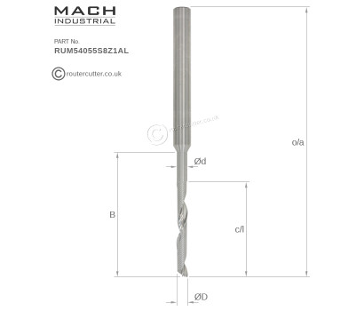 Mach Industrial MI-RUM54055S8Z1AL tungsten carbide 1 flute polished o-flute long neck