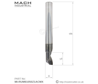Mach Industrial MI-RUD61050Z1ACMX Spiral Up Cut 1 Flute with DCL Coating