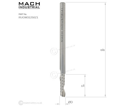 Mach Industrial MI-RUOM31250Z1 Up Cut 1 Flute O-Flute Spiral Router Bit for Plastics