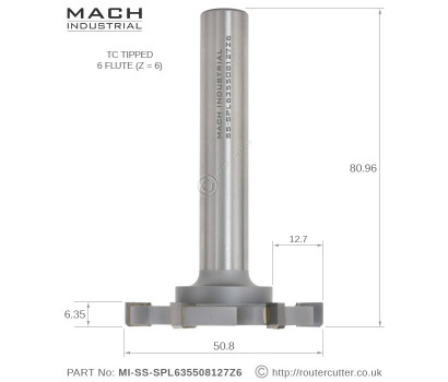 Mach Industrial MI-SS-SPL635508127Z6 Solid Surface Trimming & Grooving Router Bit