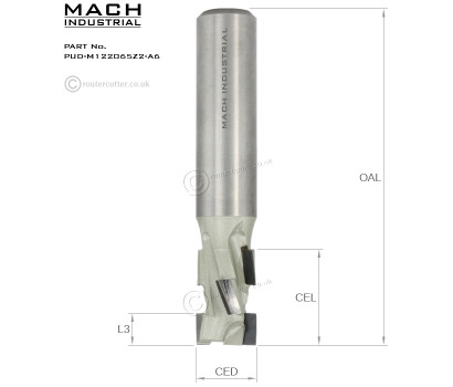 Mach Industrial PUD-M122065Z2-A6 PCD compression router bit 2+2 format