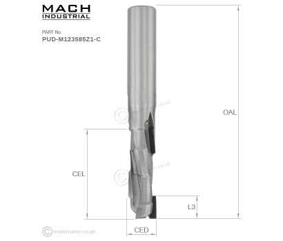 Mach Industrial PUD-M123585Z1-C Compression 1+1 PCD Router Bit