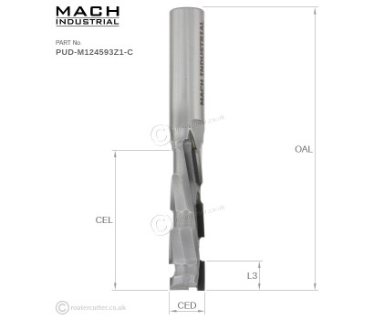 Mach Industrial PUD-M124593Z1-C Compression 1+1 PCD Router Bit