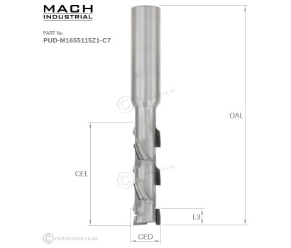 Mach Industrial PUD-M1655115Z1-C7 16mm Compression 1+1 PCD Router Bit