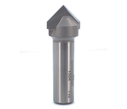 Whiteside 1504 v-groove bits are machined in the USA. Made from industrial grade micro grain tungsten carbide. Available v-grooving router bits in 90 degree and 60 degree. V-point router bits are used extensively in CNC carving and engraving.