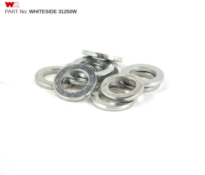 10 Piece Whiteside 31250W flat washer pack for slotting cutter, tongue and groove, stile and rail, cutter assembly. Flat washer thickness of 1.59mm (1/16